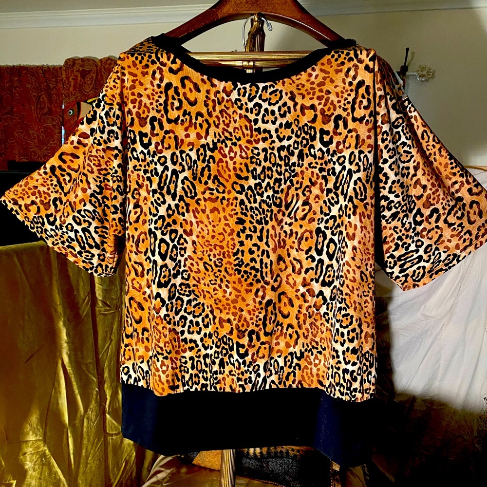 Candy Rain Plus Leopard print blouse
